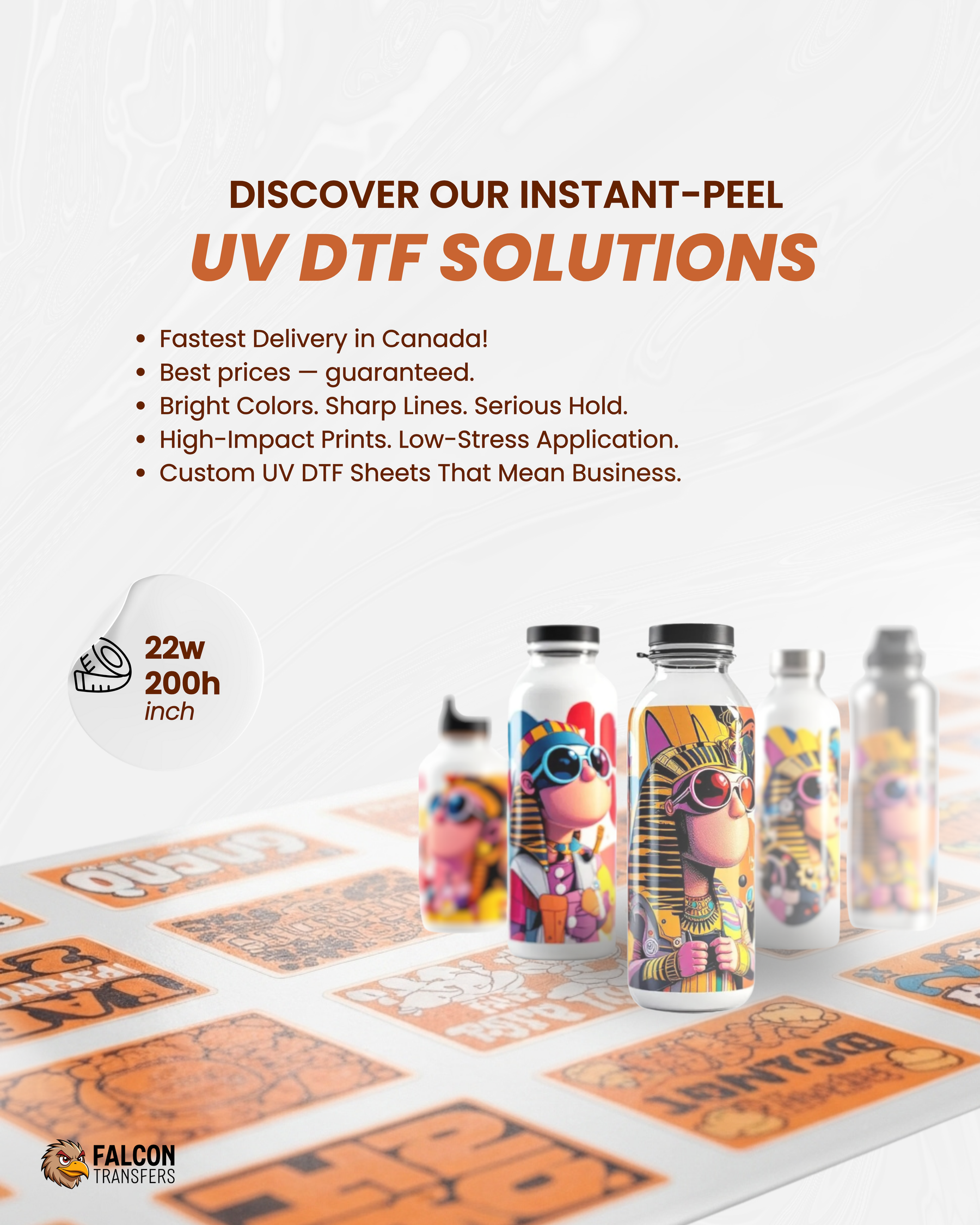 UV DTF Sticker Transfers by Size