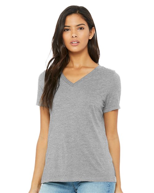 BELLA + CANVAS 6405CVC - T-shirt Femme Col V Décontracté Heather CVC