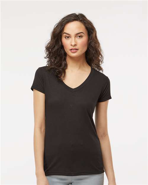 M&O 3542 - T-shirt Col V Mélange Premium Femme