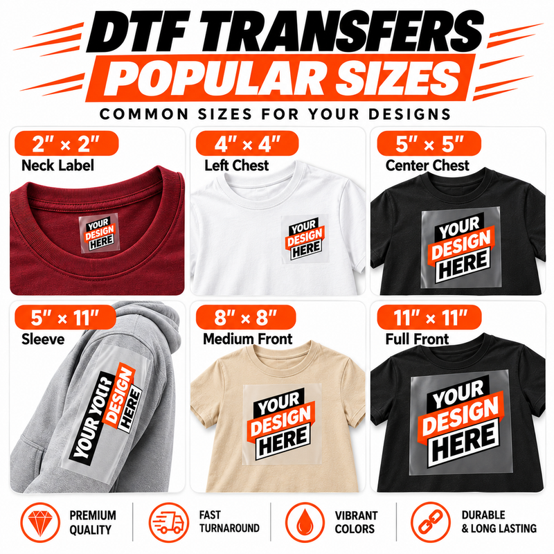 DTF Popular Sizes