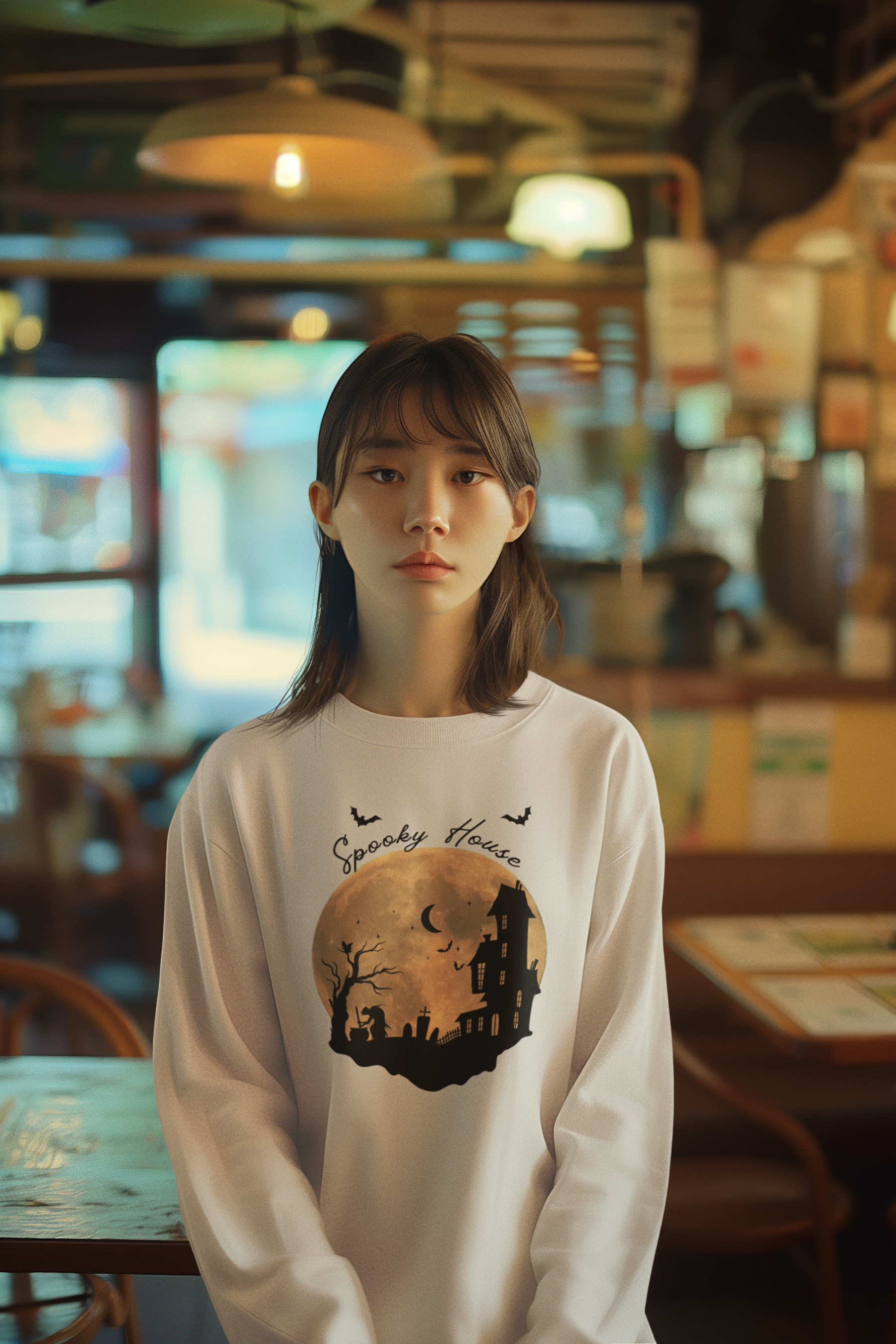 🌕 Haunted Moon Silhouette Black DTF Transfer FT547