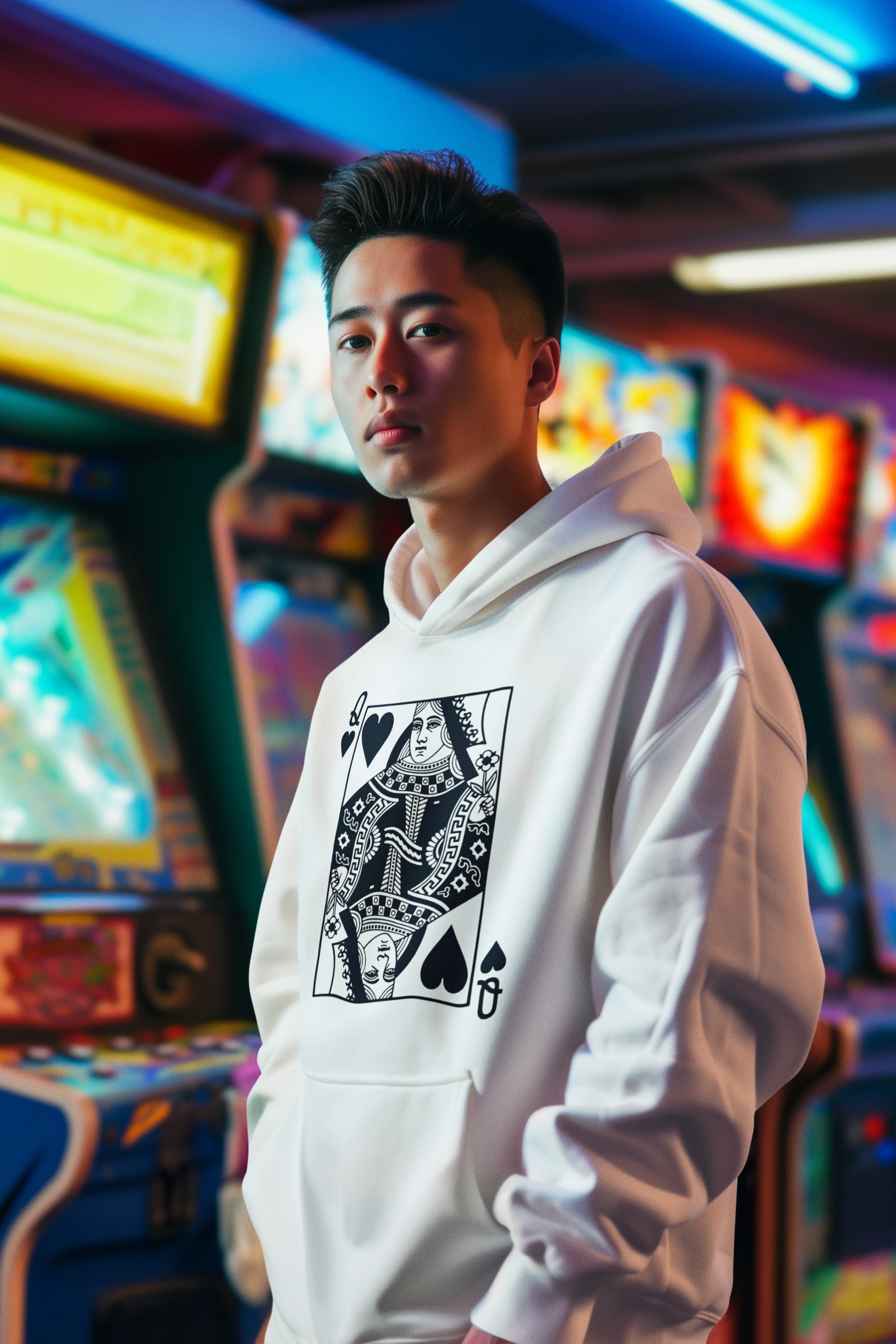 👑 Queen of Hearts Classic Playing Black Card Design DTF Transfer FT414