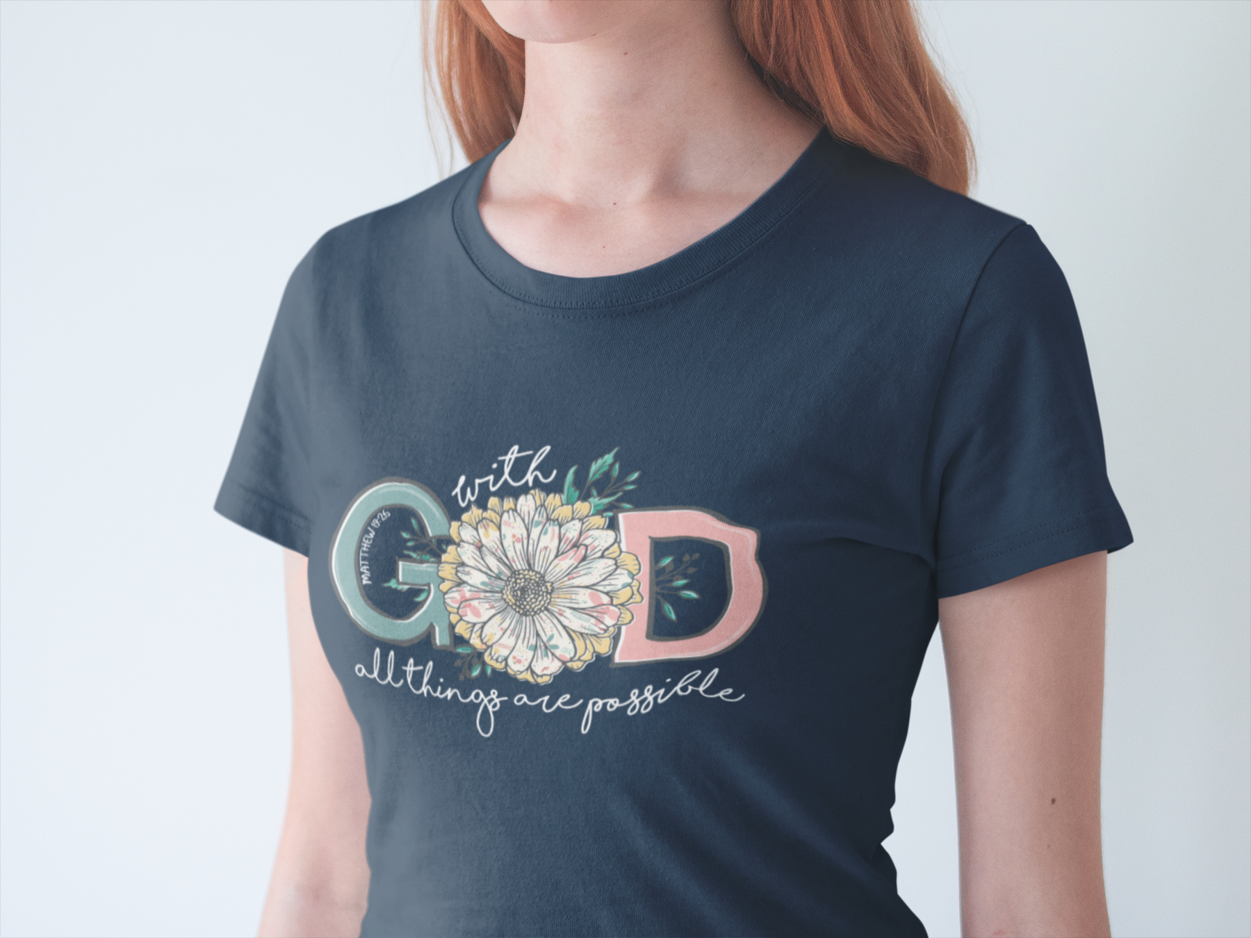 🌼 With God All Things Are Possible – Floral Faith DTF Transfer FT724