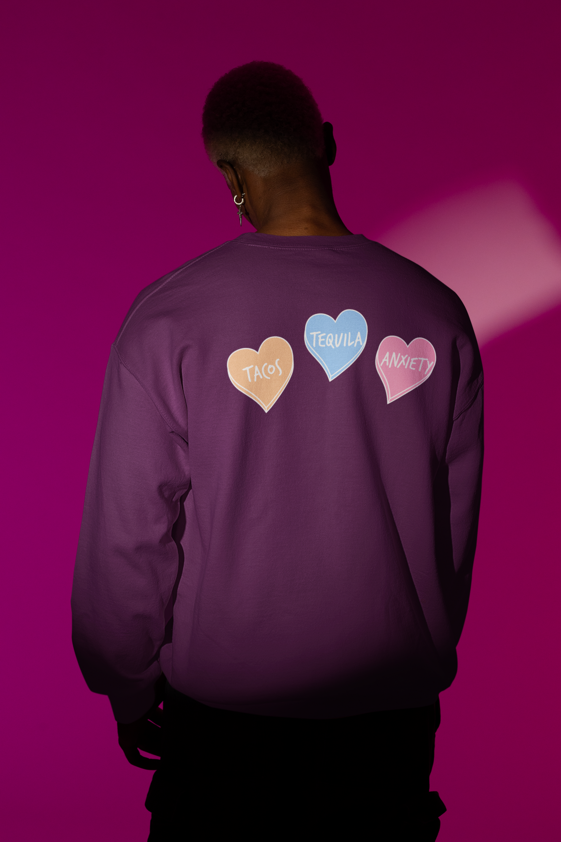 🌮 Tacos • Tequila • Anxiety Pastel Candy Heart Trio Design DTF Transfer FT409