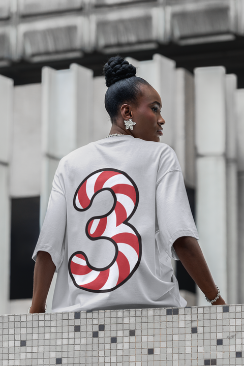 🍬 “3” – Three – Red & White Swirl Pattern Numeric | DTF Transfer FT1033