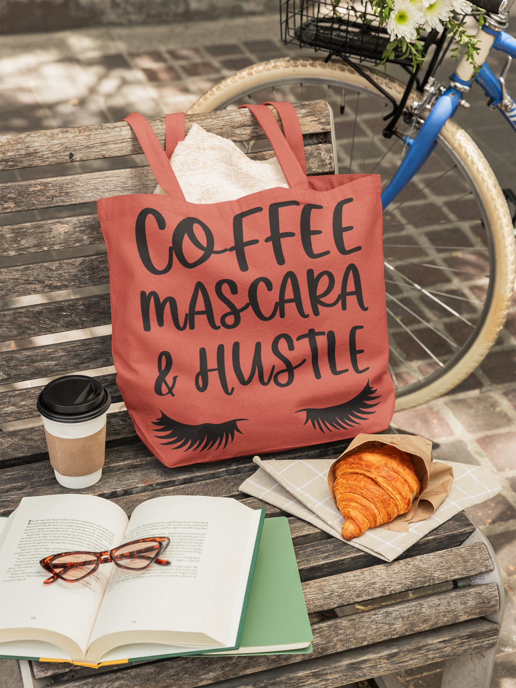 ☕🖤 Coffee, Mascara & Hustle – Everyday Ritual Quote | DTF Transfer FT949