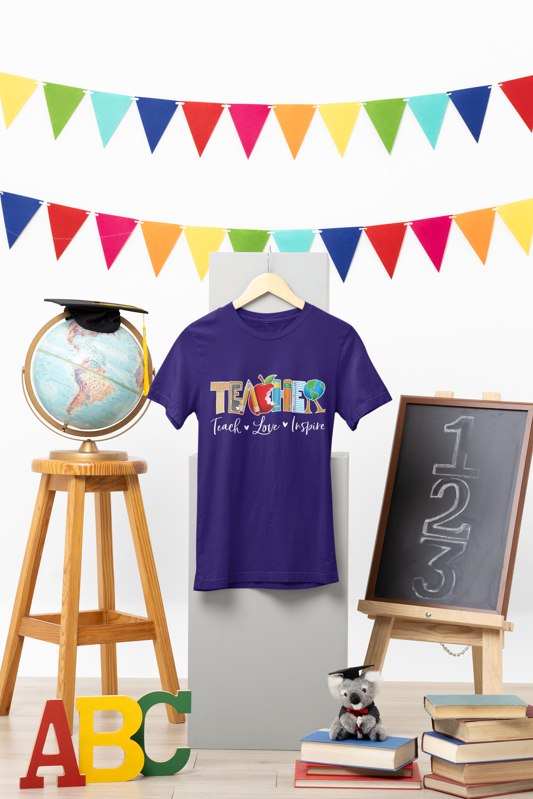 🍎📚 Teacher – Teach • Love • Inspire | Colorful Educator DTF Transfer FT799