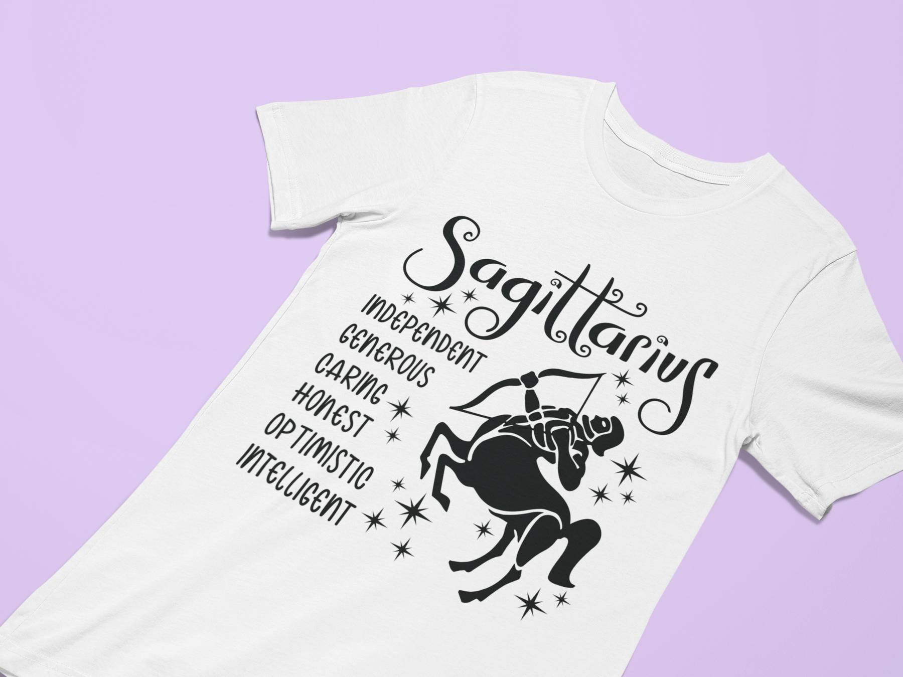 ♐🏹 Sagittarius Zodiac – Free Spirit Black DTF Transfer FT896
