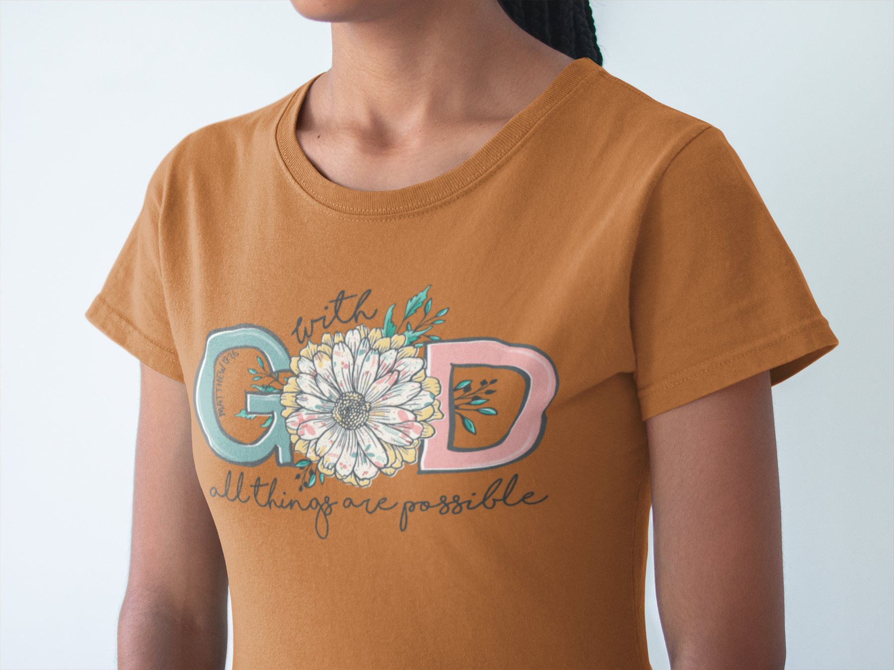 🌼 With God All Things Are Possible – Minimal Floral Faith DTF Transfer FT725