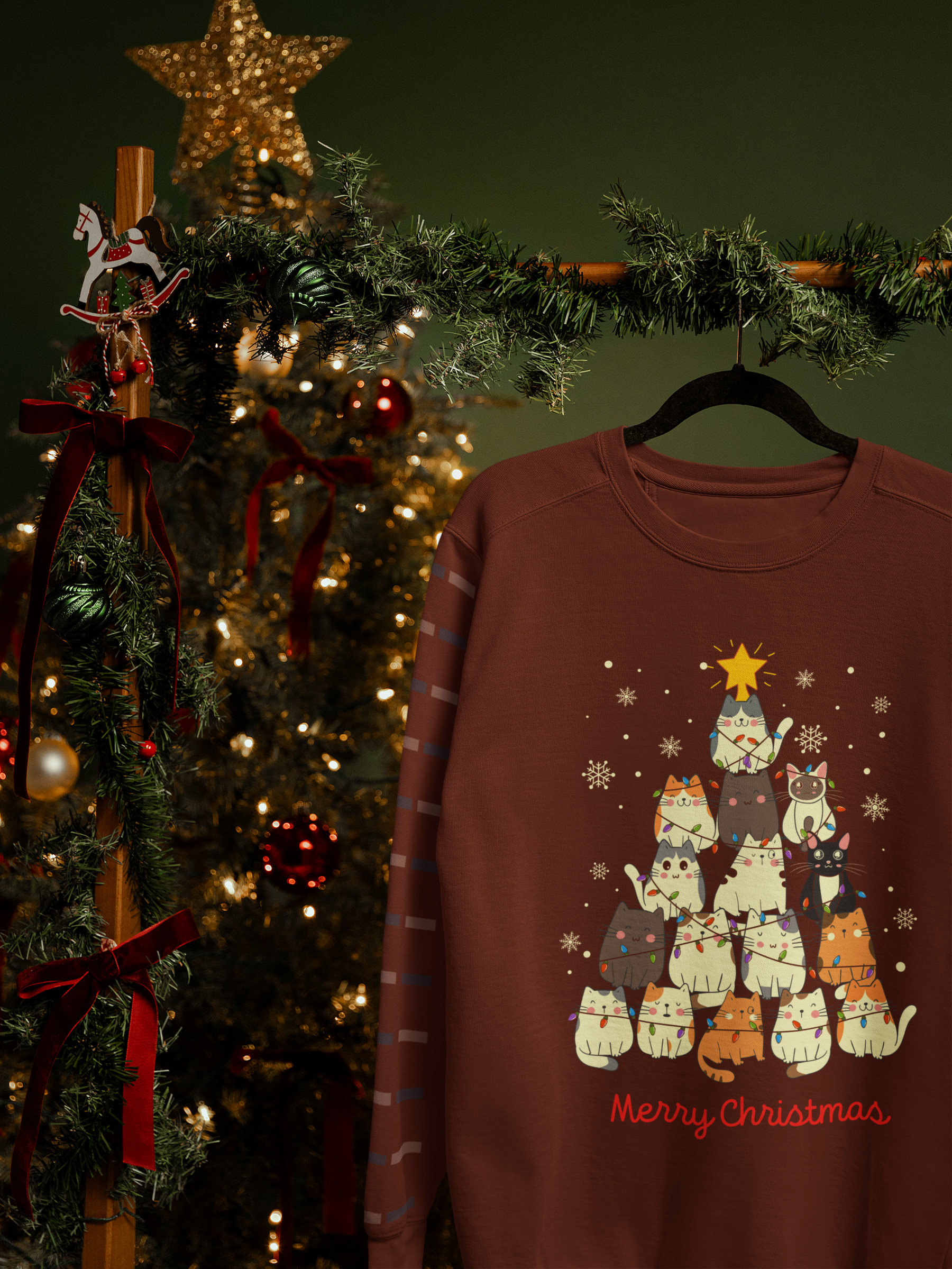 🎄 Merry Christmas Cat Tree DTF Transfer FT442