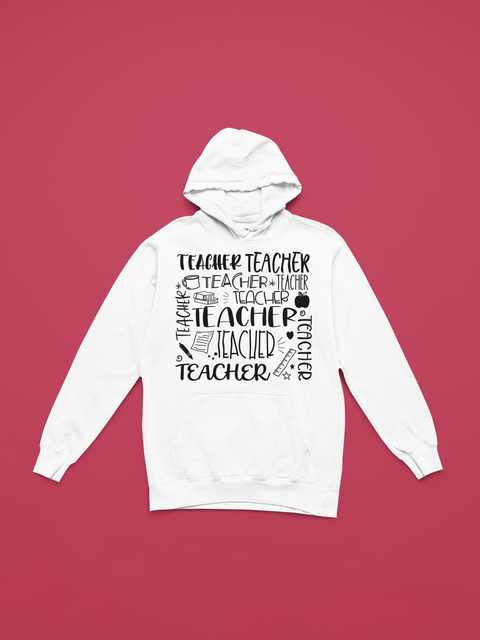 📚🍎✏️ Teacher Icons Collage – Everyday Educator Life | DTF Transfer FT939