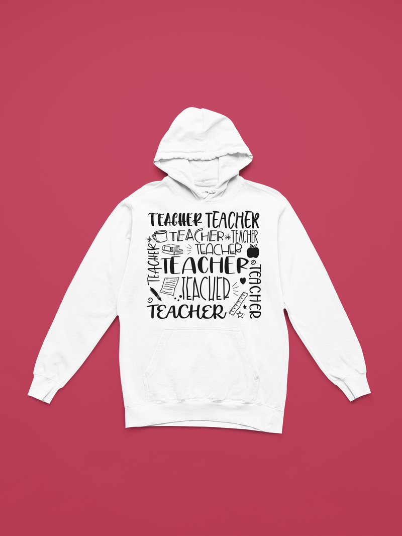 📚🍎✏️ Teacher Icons Collage – Everyday Educator Life | DTF Transfer FT939