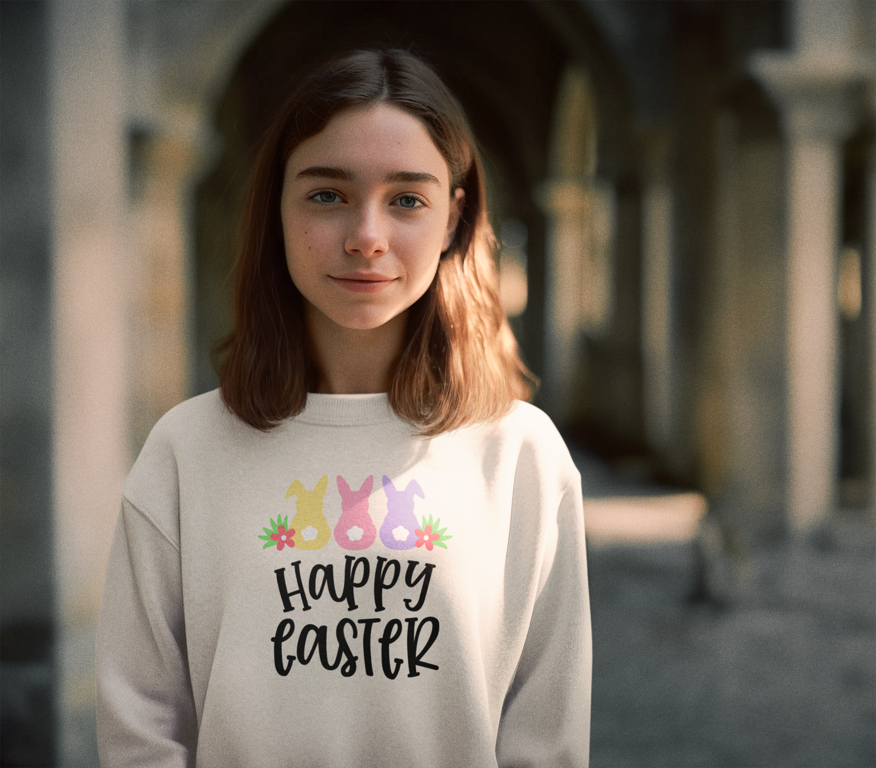 🐰 Happy Easter Cute Bunny Tail Black Font Design DTF Transfer FT365