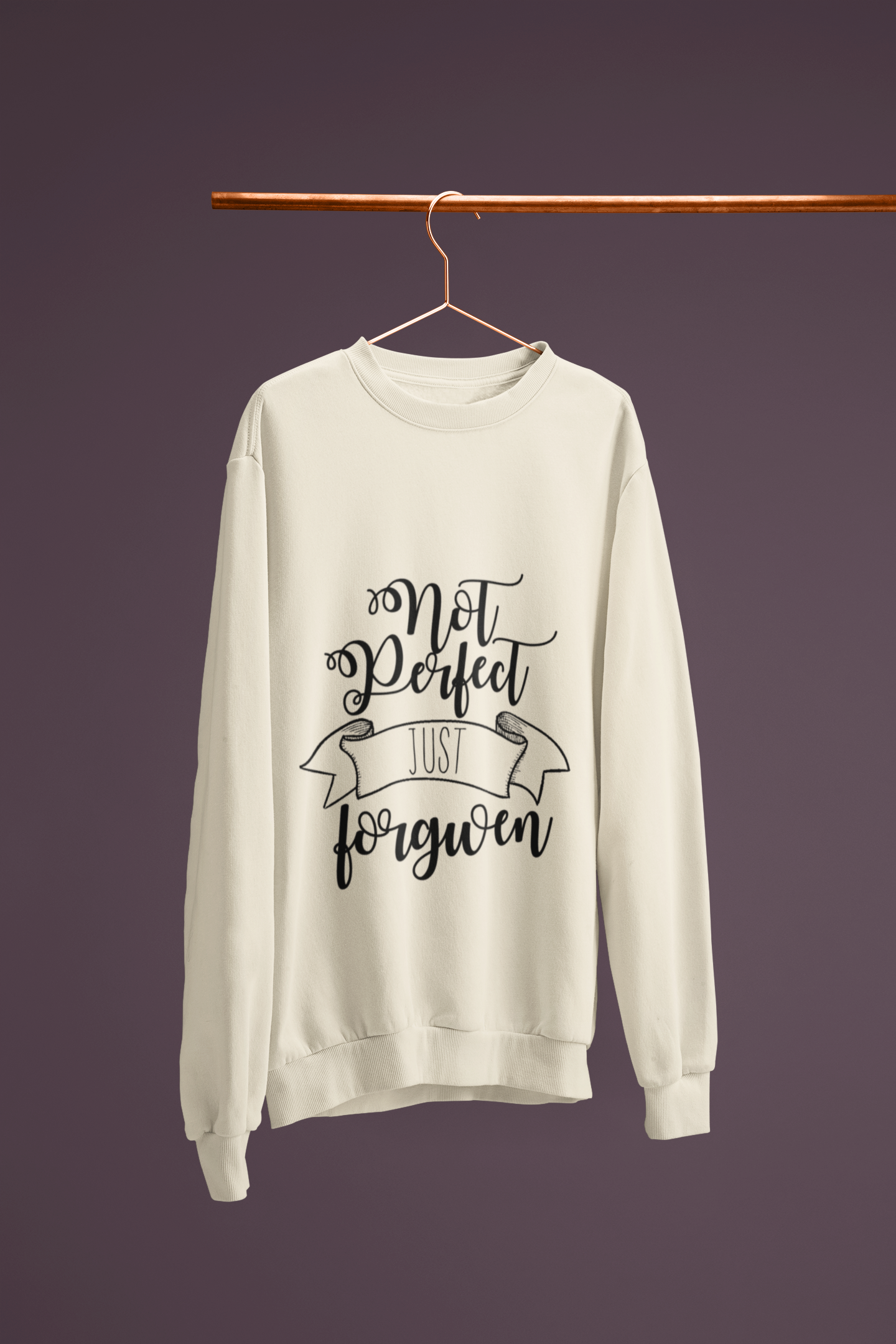 🖤✨ NOT PERFECT, JUST FORGIVEN – Black DTF Transfer FT919