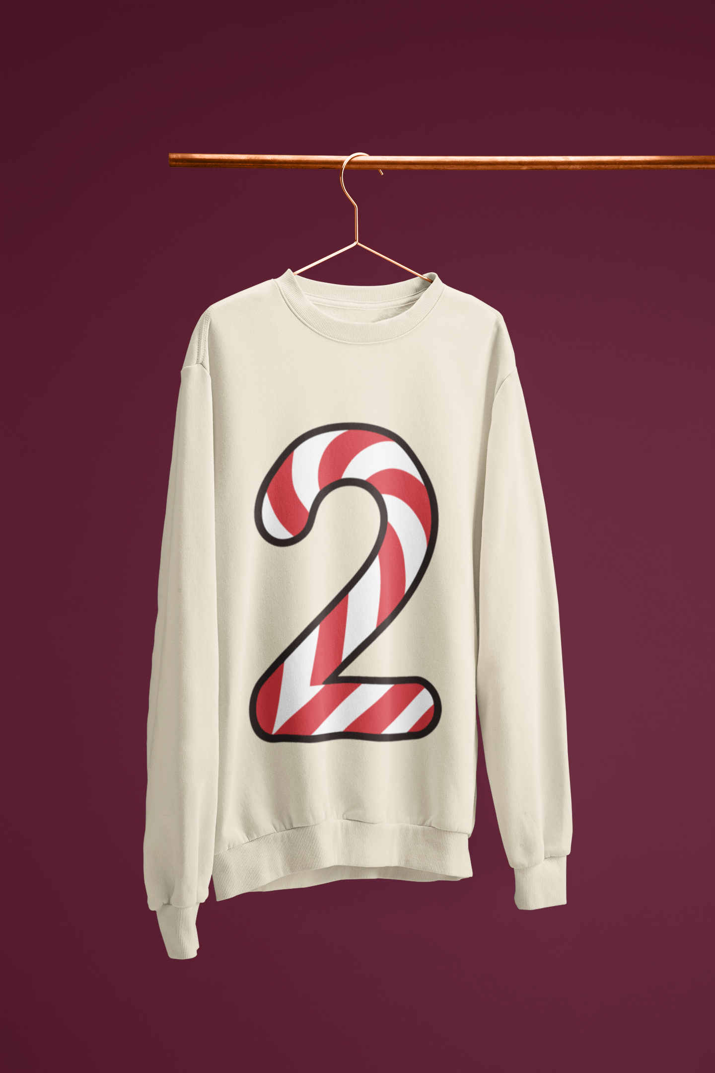 🍬 “2” – Two – Red & White Swirl Pattern Numeric | DTF Transfer FT1032 ...