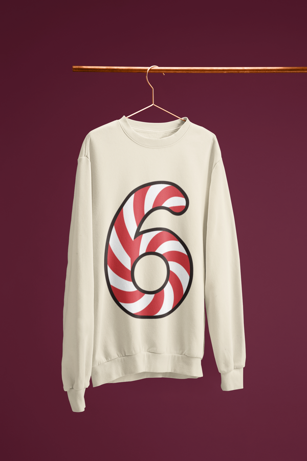 🍬 “6” – Six – Red & White Swirl Pattern Numeric | DTF Transfer FT1036