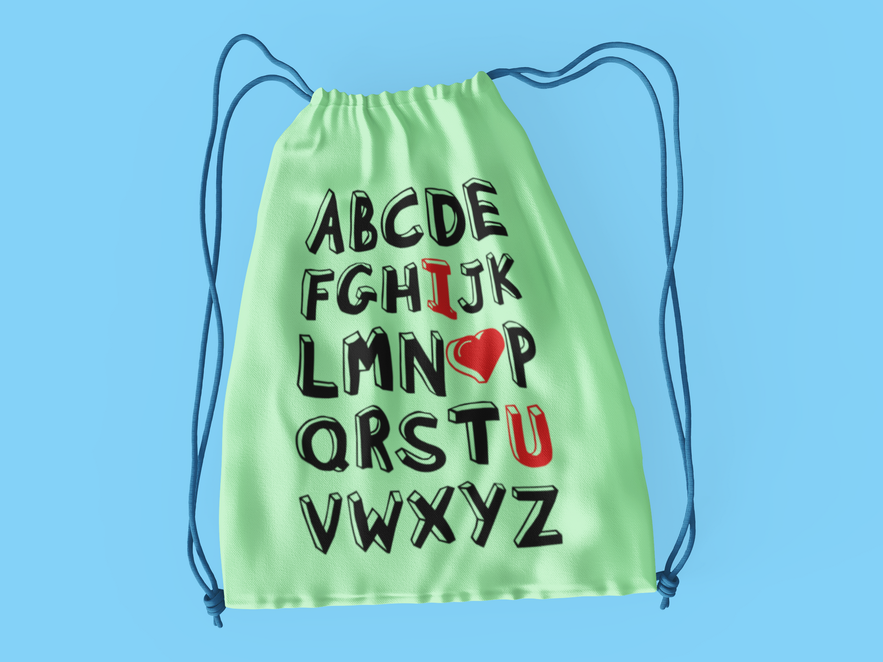 🔤 I ❤️ U Alphabet Hidden Love Message Black Font Design DTF Transfer FT412