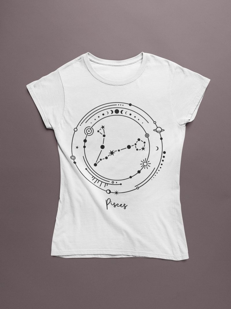 ♓ Pisces – Celestial Symbol | Minimal Astrology DTF Transfer FT788