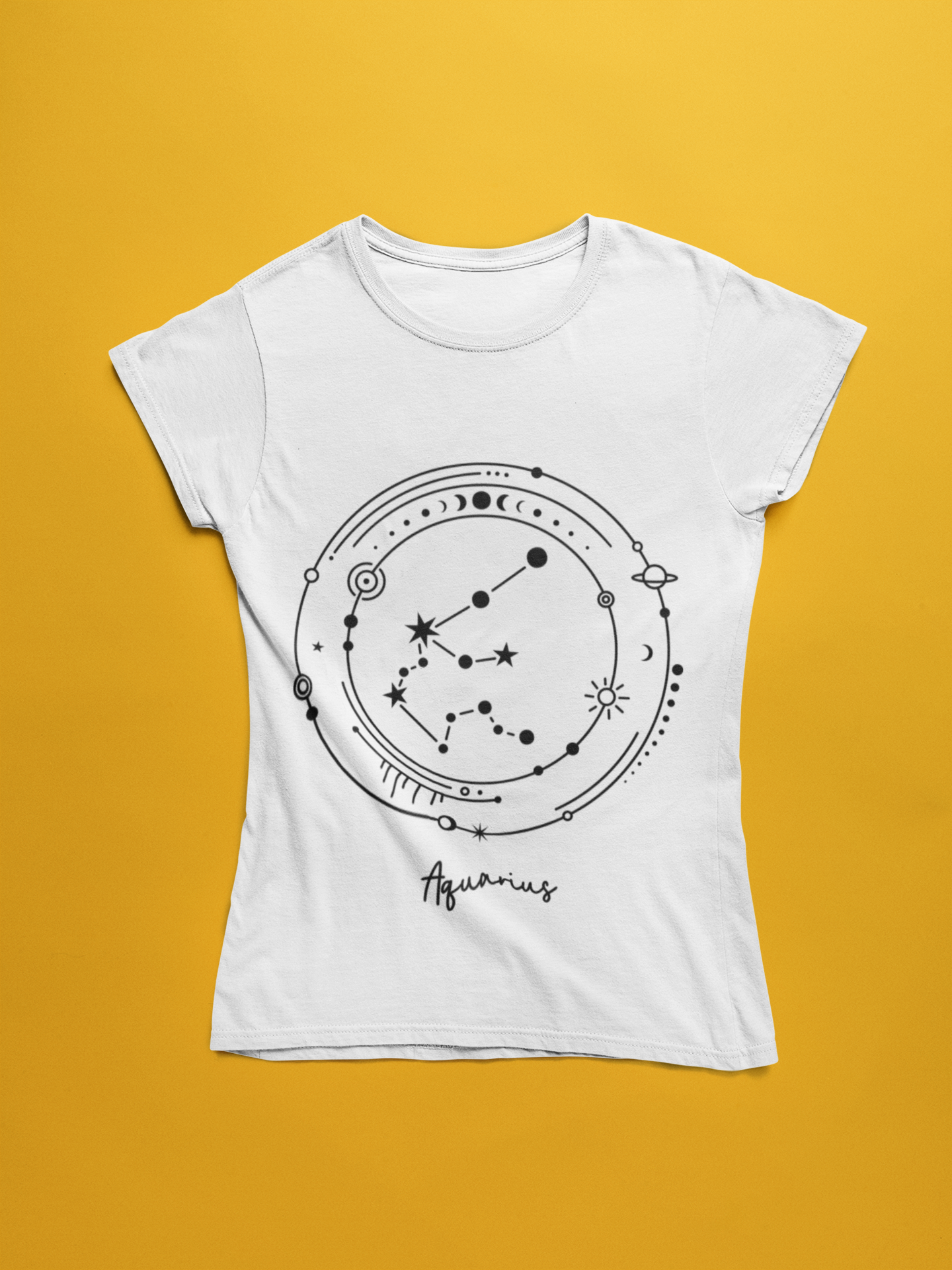 ♒ Aquarius – Celestial Symbol | Minimal Astrology DTF Transfer FT796