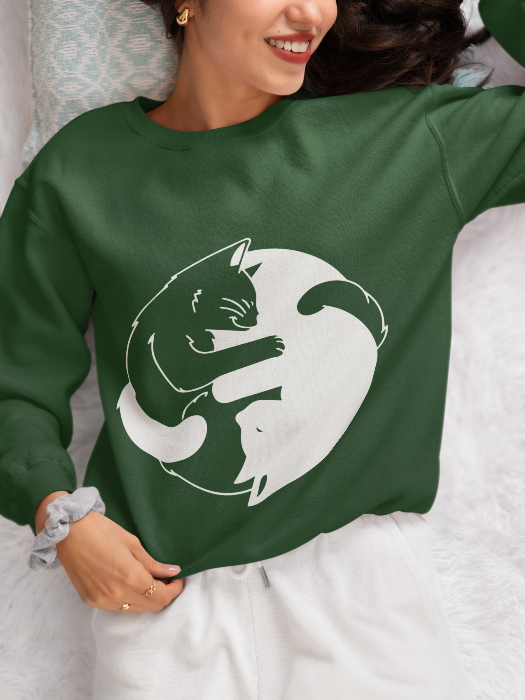 ☯️ Yin Yang Cats White DTF Transfer FT536