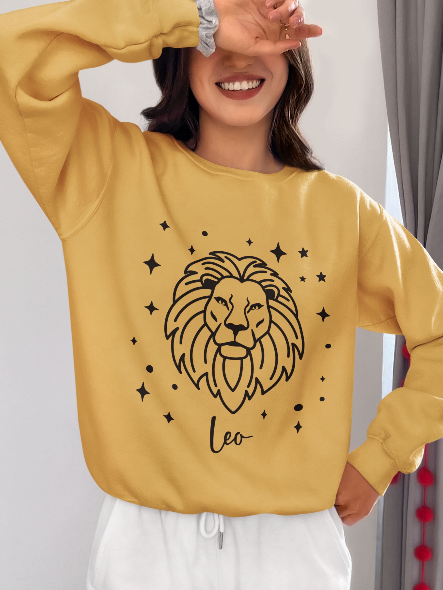 ♌🦁 Leo Zodiac – Sovereign Presence Black DTF Transfer FT908