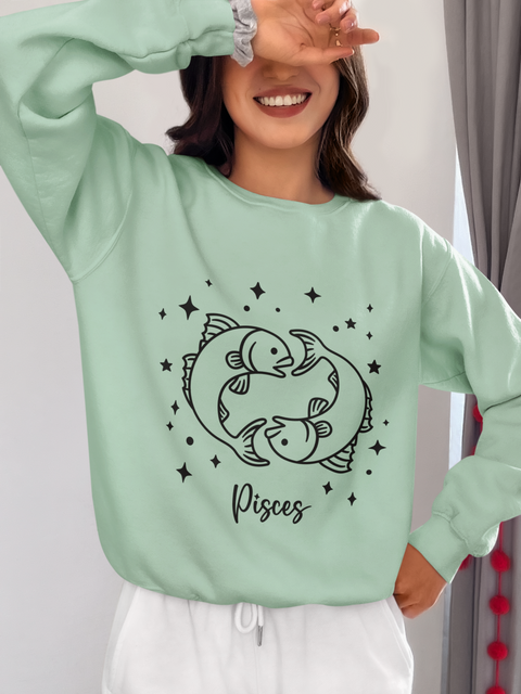 ♓🐟 Pisces Zodiac – Dreamer Soul Black DTF Transfer FT900