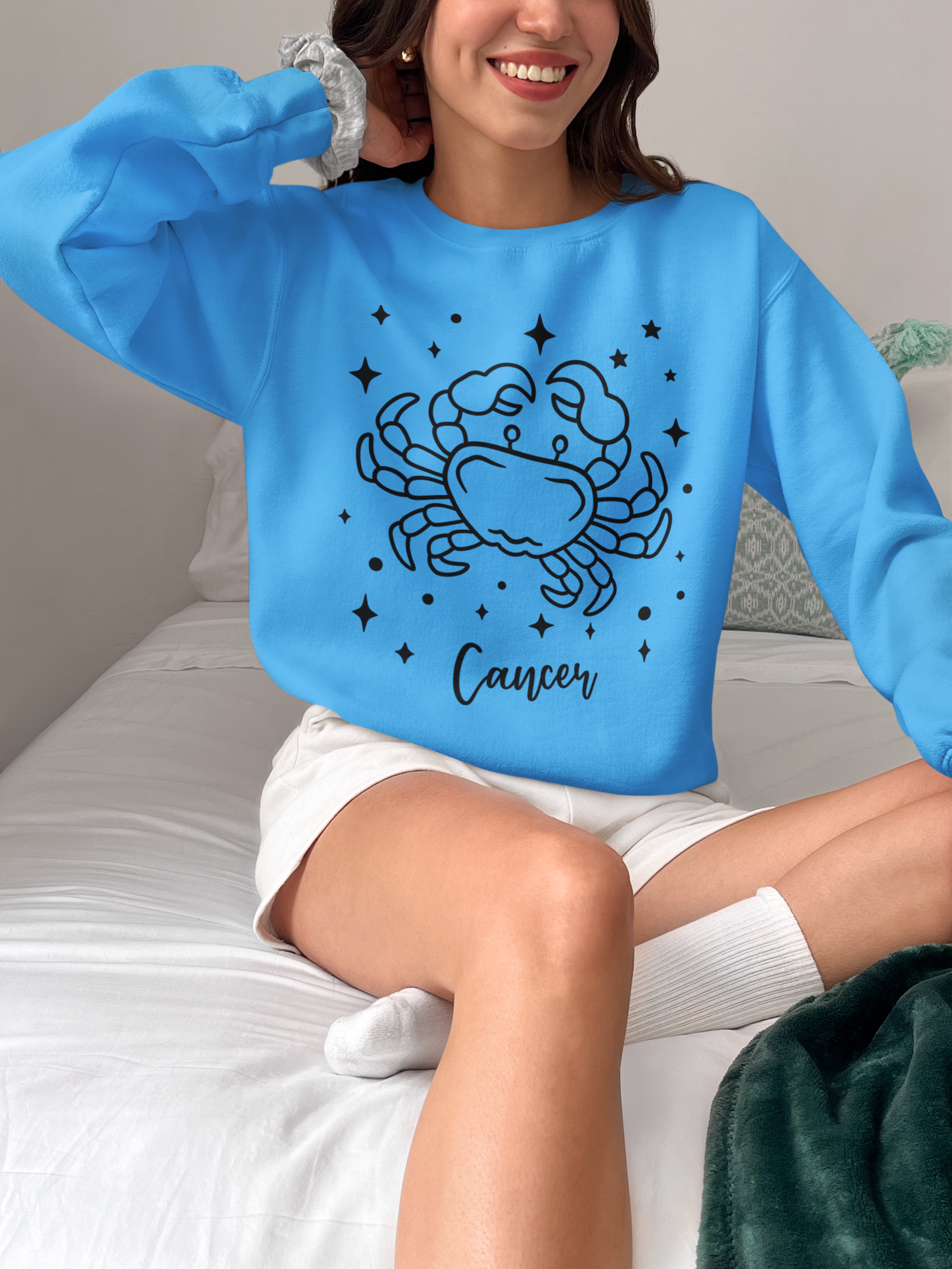 ♋🌊 Cancer Zodiac – Sacred Depth Black DTF Transfer FT909