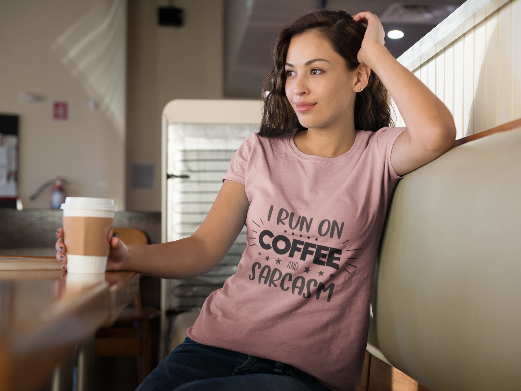 🖤☕ I Run on Coffee and Sarcasm – Minimal Dark Statement | DTF Transfer FT946