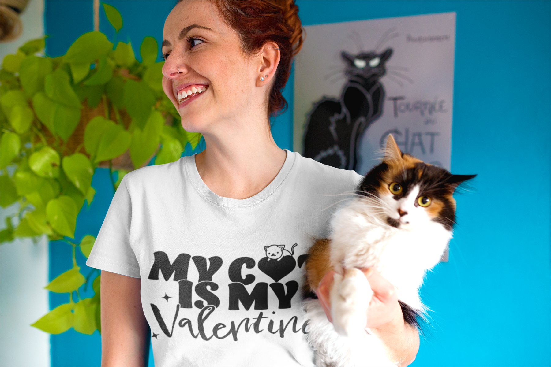 🐾 My Cat Is My Valentine Black Cat Design DTF Transfer FT384