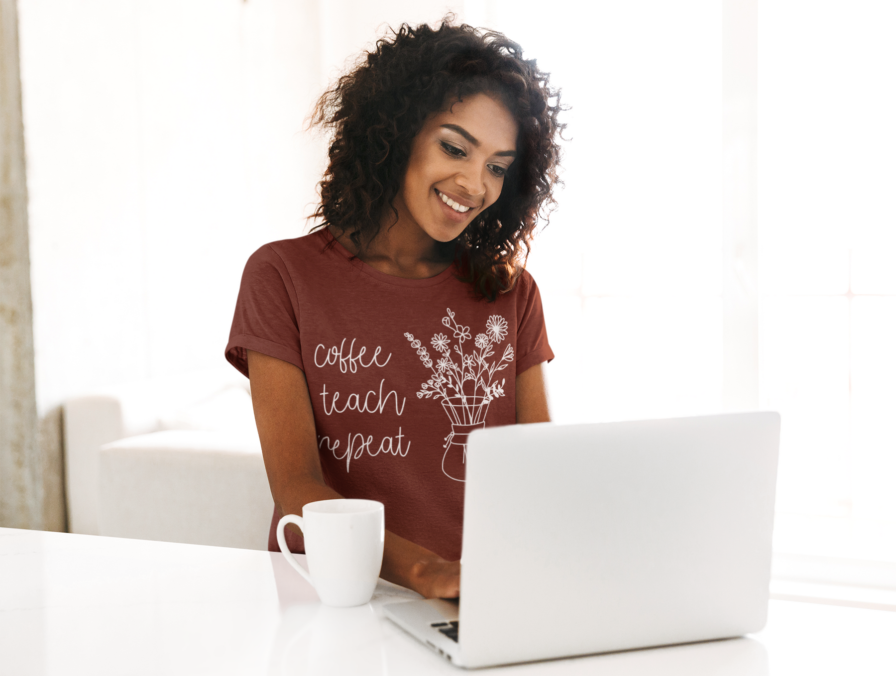 ☕🌼 Coffee Teach Repeat - Floral Teacher | DTF Transfer FT935