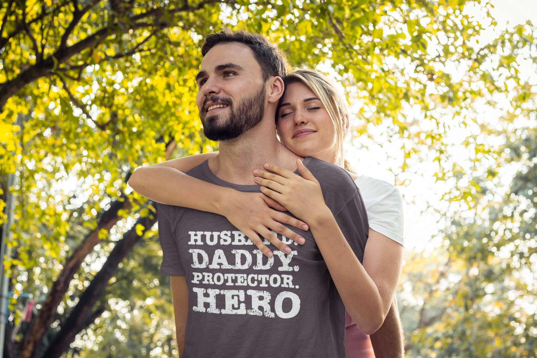🖤 Husband Daddy Protector Hero Bold White Font Design DTF Transfer FT366