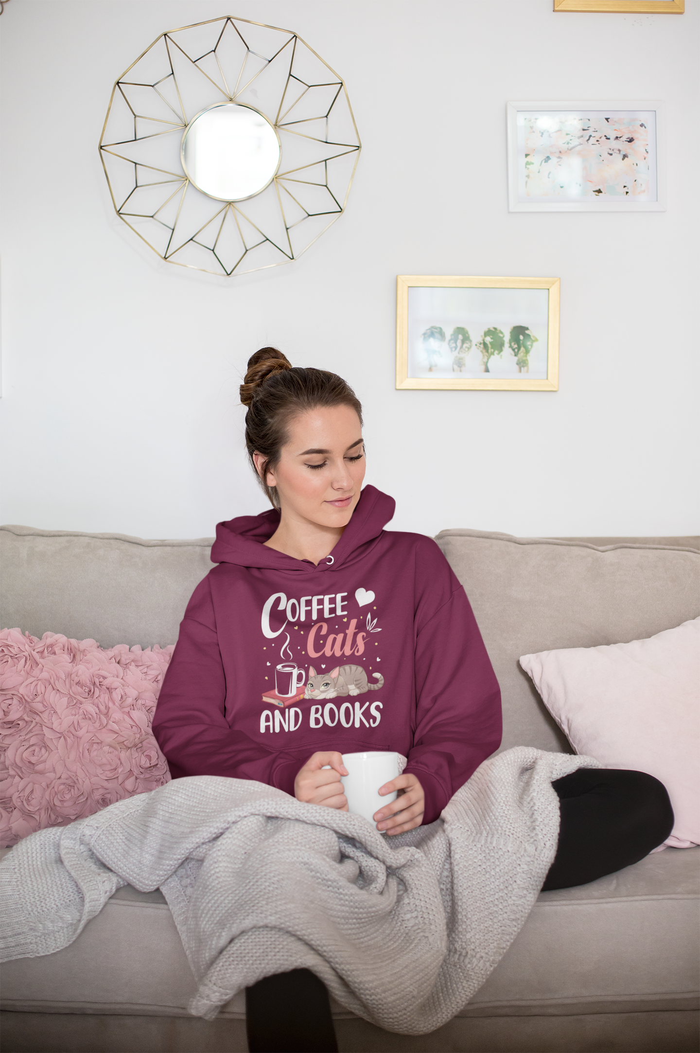 ☕🐱 Coffee, Cats and Books | Cozy Bookish DTF Transfer FT781