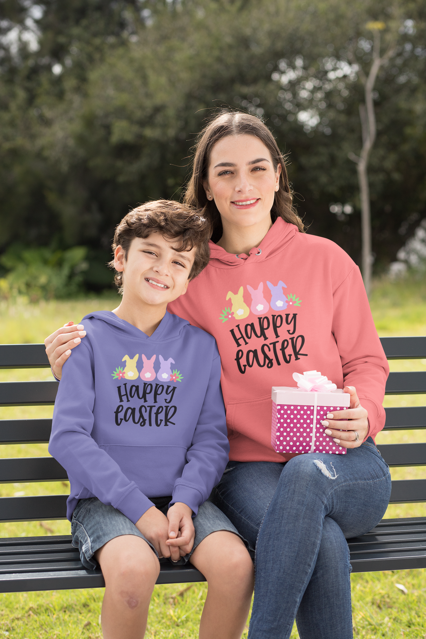 🐰 Happy Easter Cute Bunny Tail Black Font Design DTF Transfer FT365