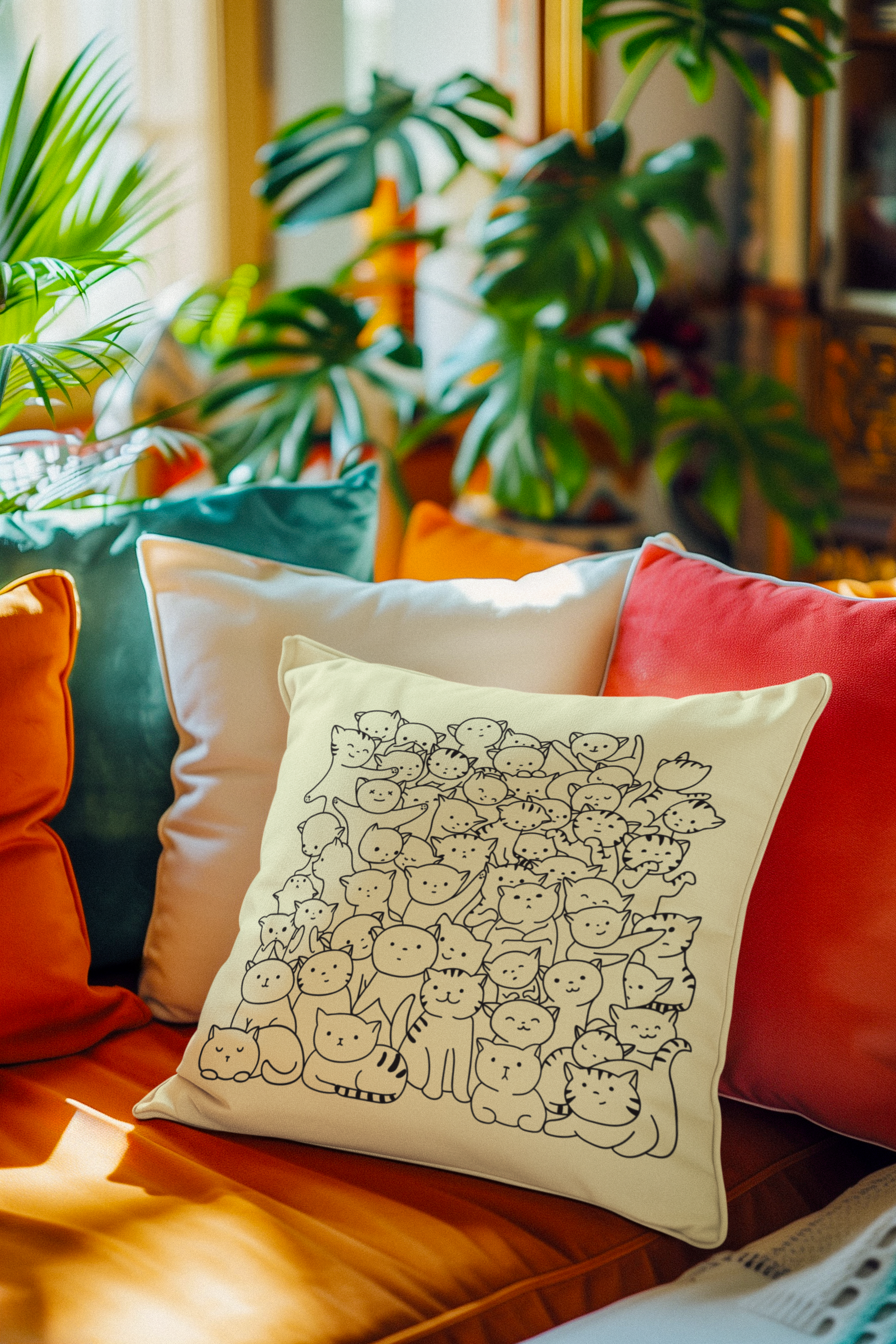 🐱🖤 Cat Crowd | Black Minimal Line Art DTF Transfer FT759