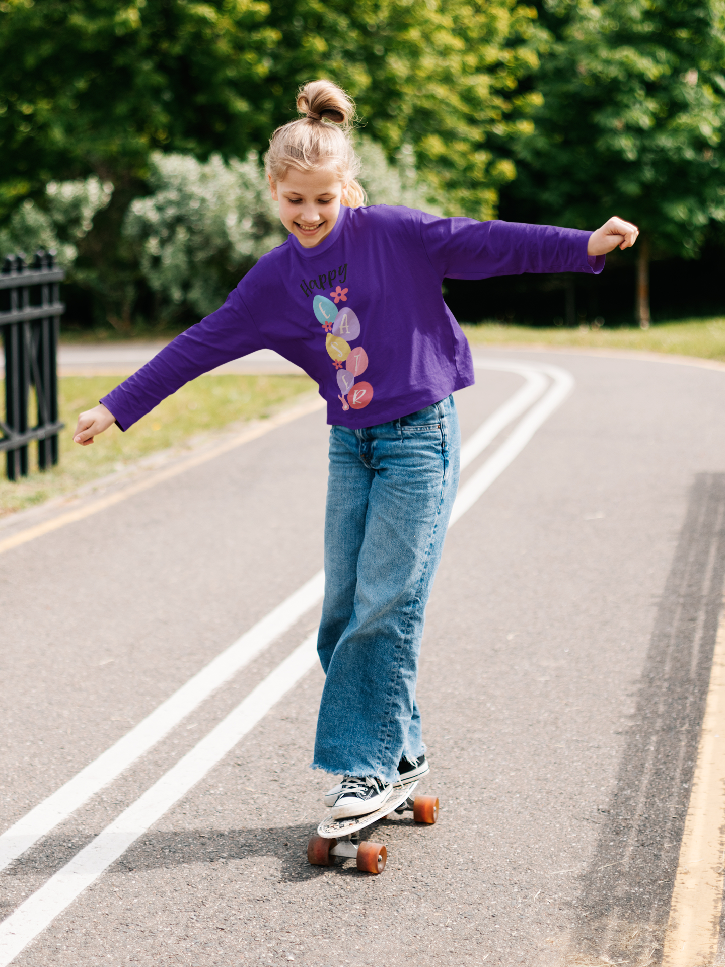 🌸 Happy Easter Cute Black Design DTF Transfer FT355