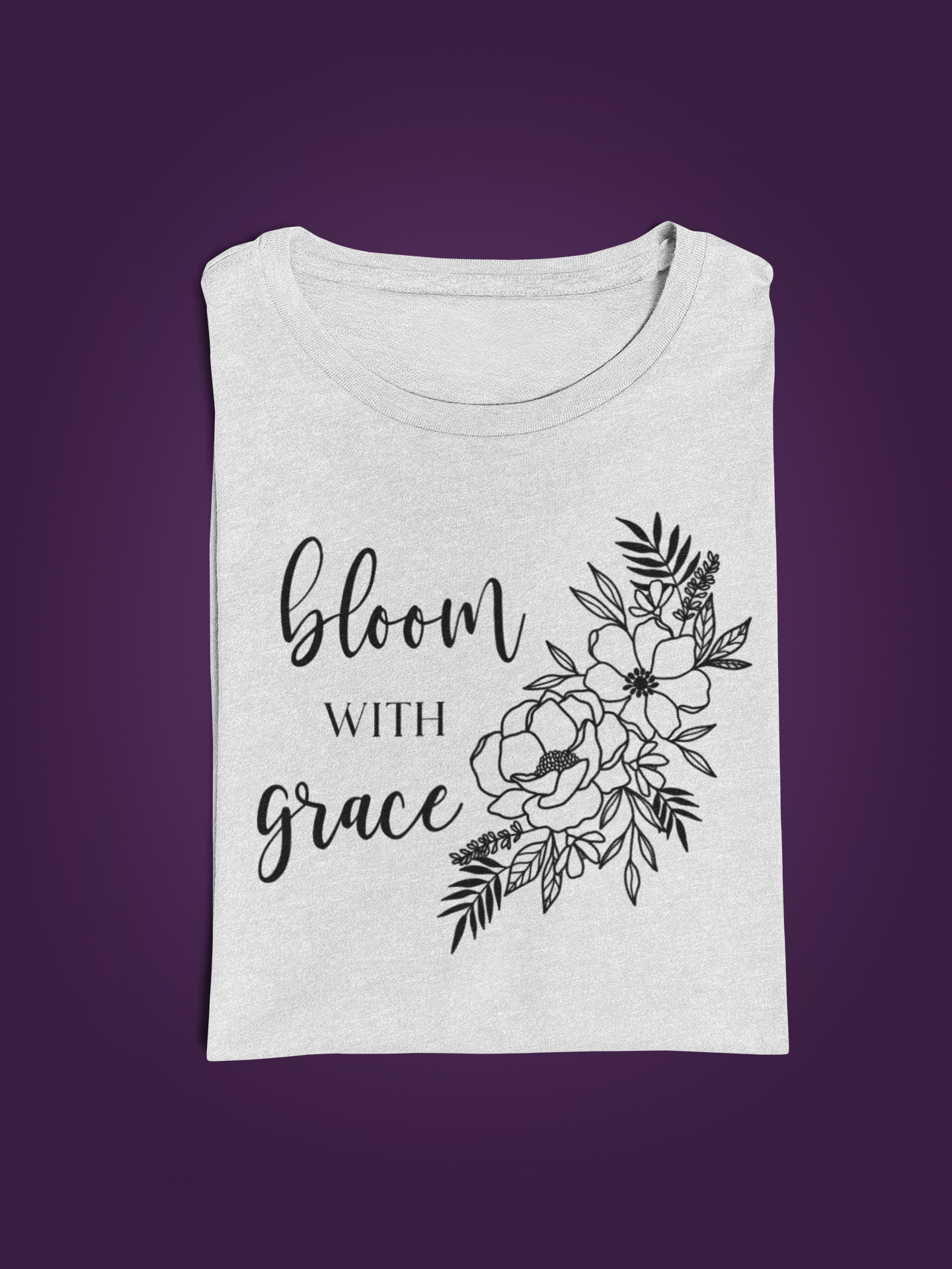 🌿 Bloom With Grace | Black Floral Line DTF Transfer FT783