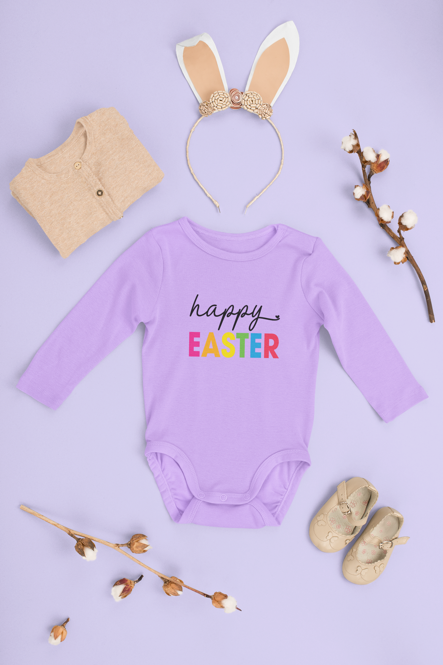 🌈 Happy Easter Bright & Modern Spring Black Design DTF Transfer FT357