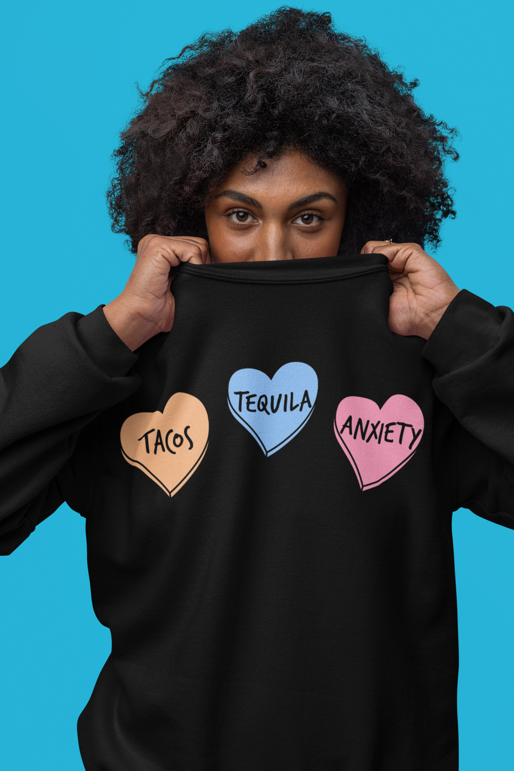 🌮 Tacos • Tequila • Anxiety Black Font Design DTF Transfer FT410