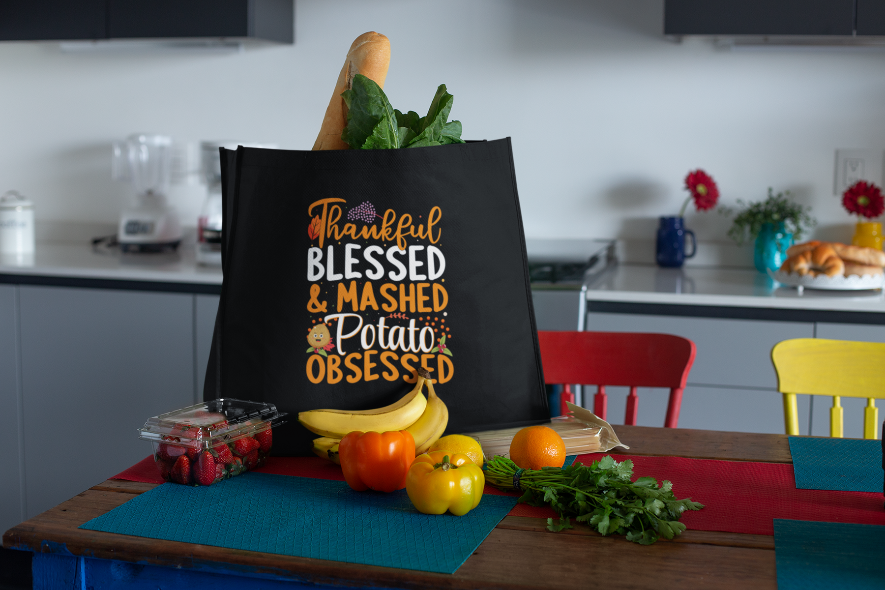 🥔🧡 Thankful, Blessed & Mashed Potato Obsessed Design DTF Transfer FT271