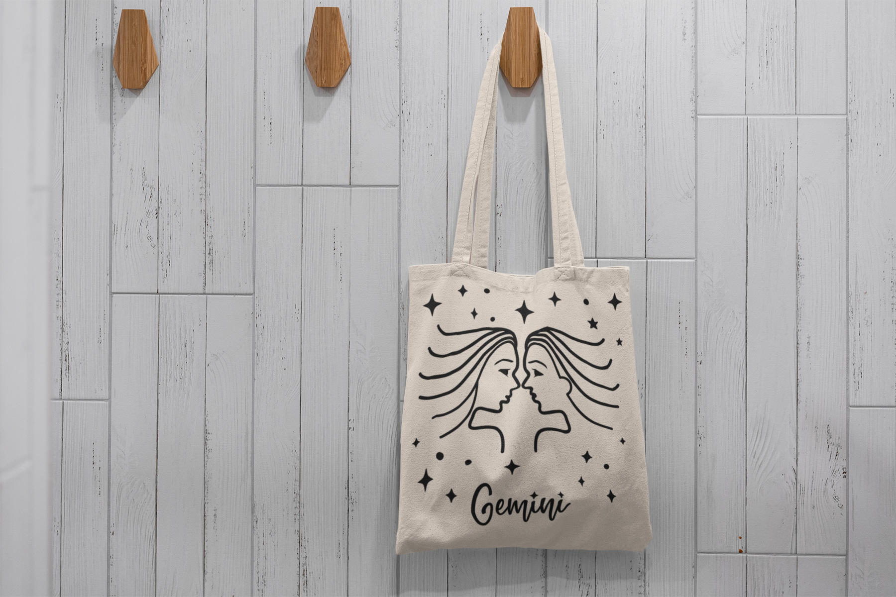 ♊✨ Gemini Zodiac – Dual Mind Black DTF Transfer FT910