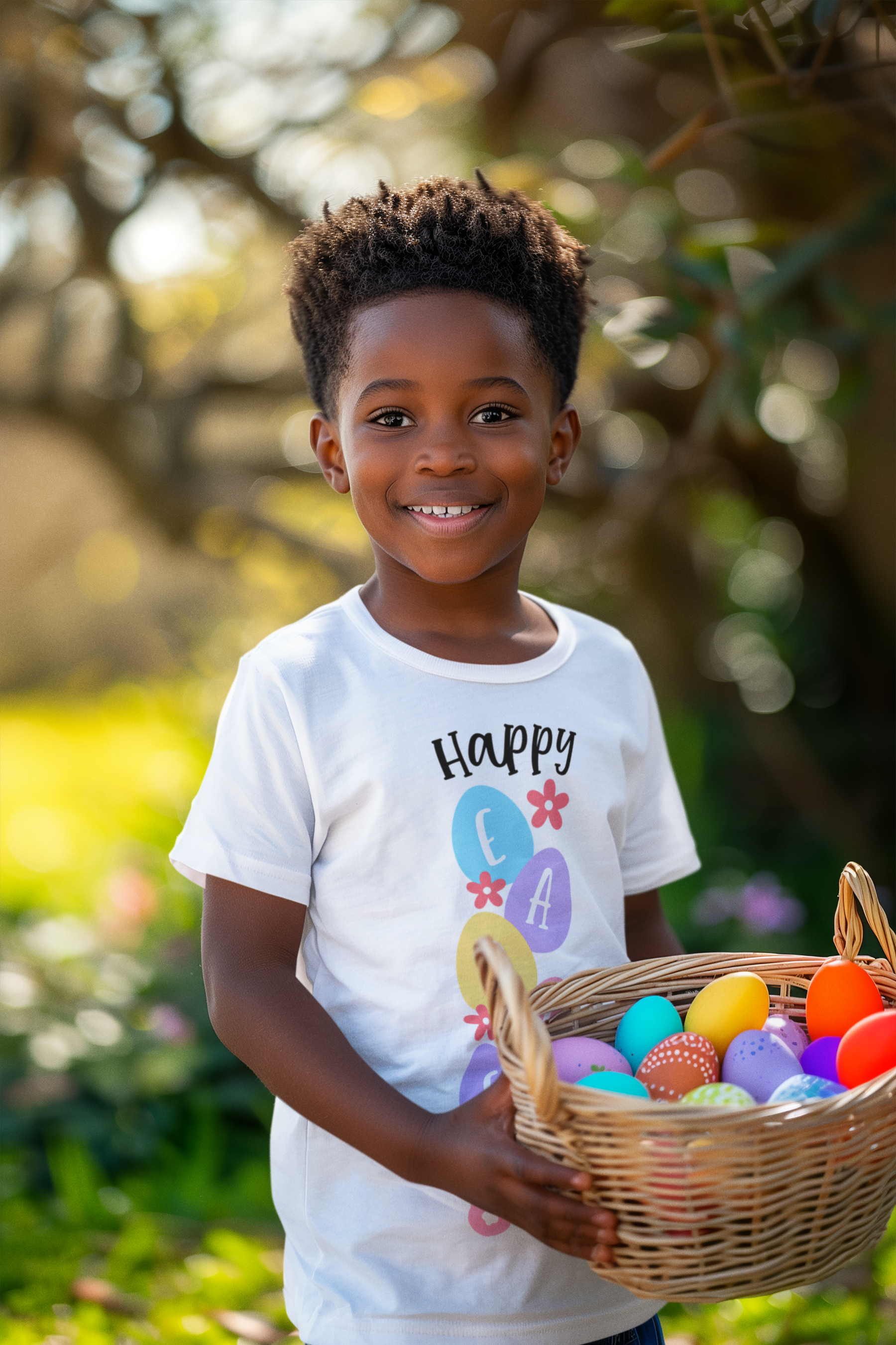 🌸 Happy Easter Cute Black Design DTF Transfer FT355