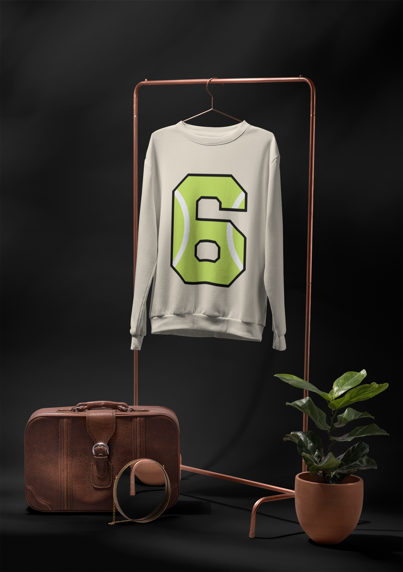 🎾 “6” – Six – Neon Green Tennis-Style Numeric | DTF Transfer FT1046