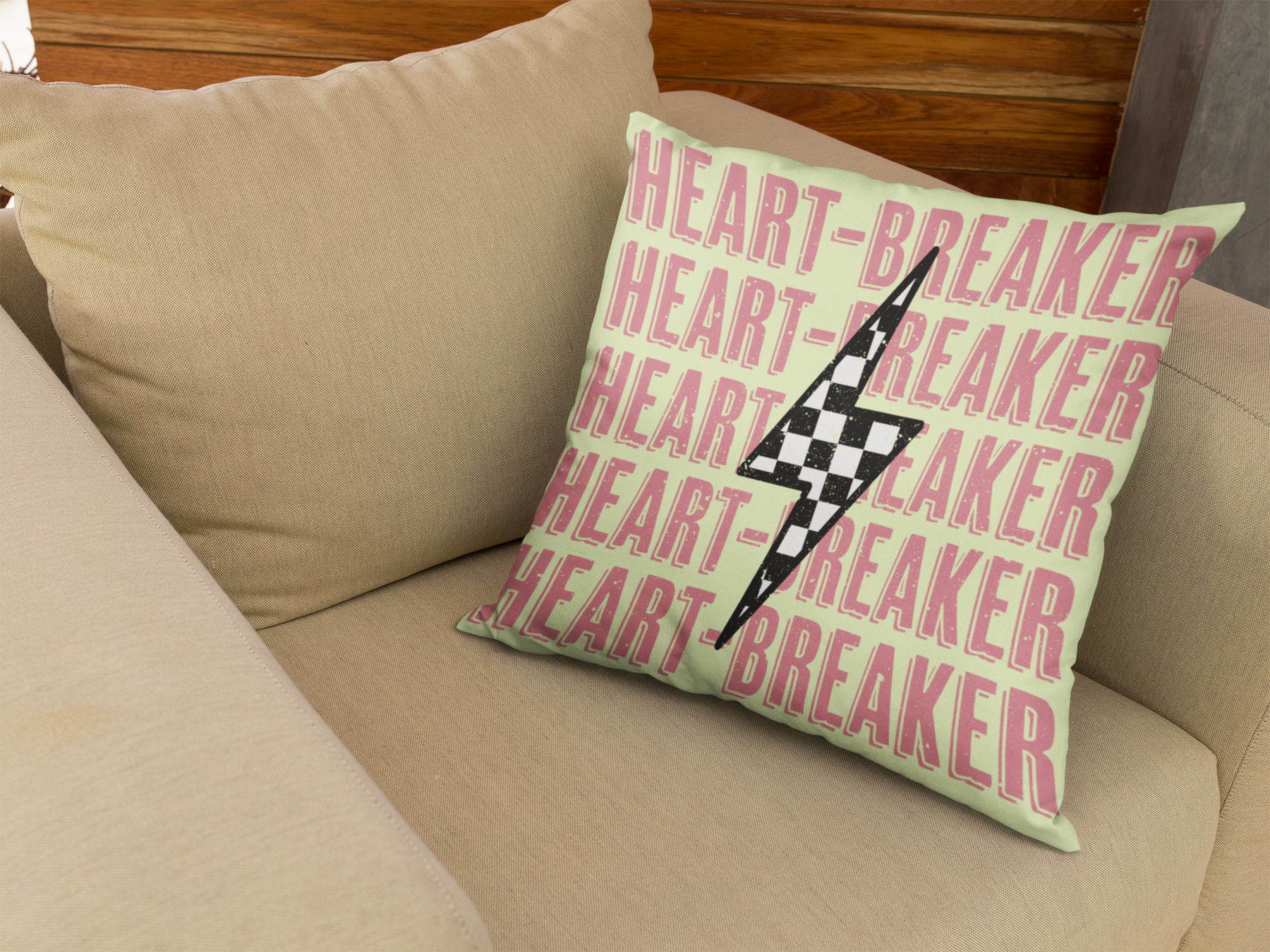 ⚡ Heart-Breaker Pink Retro Text + Checker Lightning Design DTF Transfer FT403