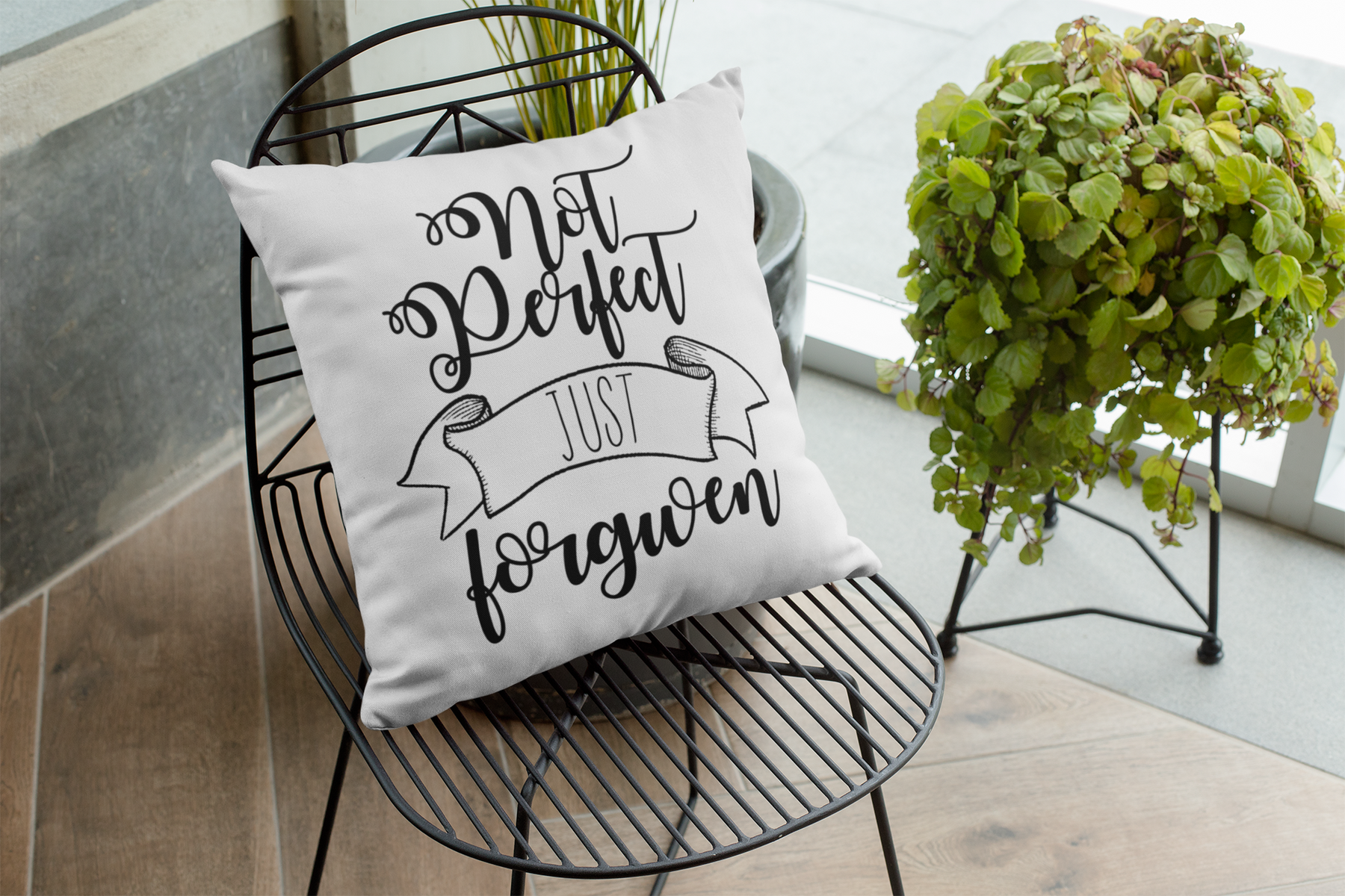 🖤✨ NOT PERFECT, JUST FORGIVEN – Black DTF Transfer FT919