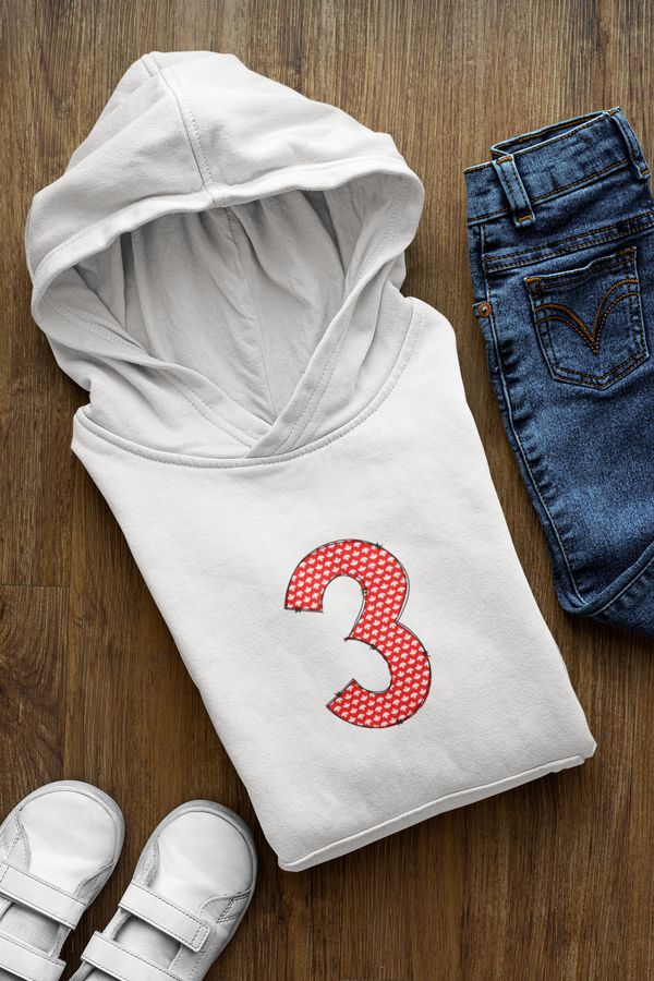 🍁 “3” – Three – Red & White Maple Leaf Pattern Numeric | DTF Transfer FT1013