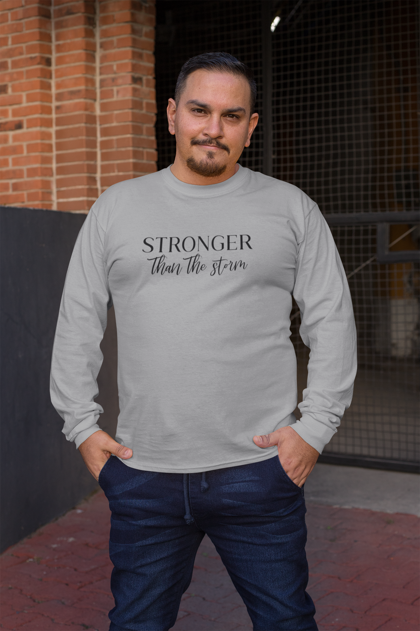 🖤 STRONGER Than The Storm – Black Typography | Tonal DTF Transfer FT822