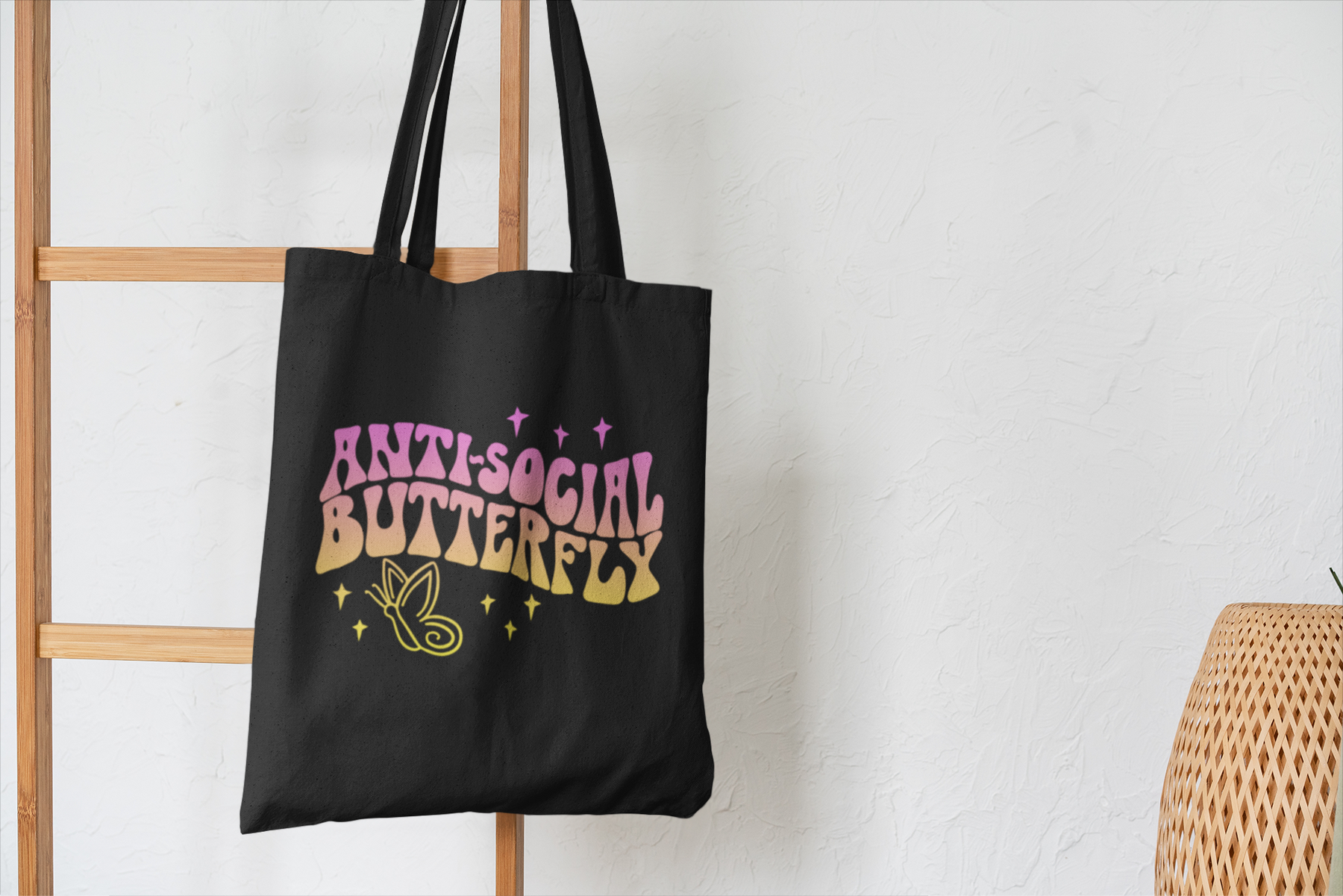 🦋💛 “Anti-Social Butterfly” DTF Transfer in Black FT505