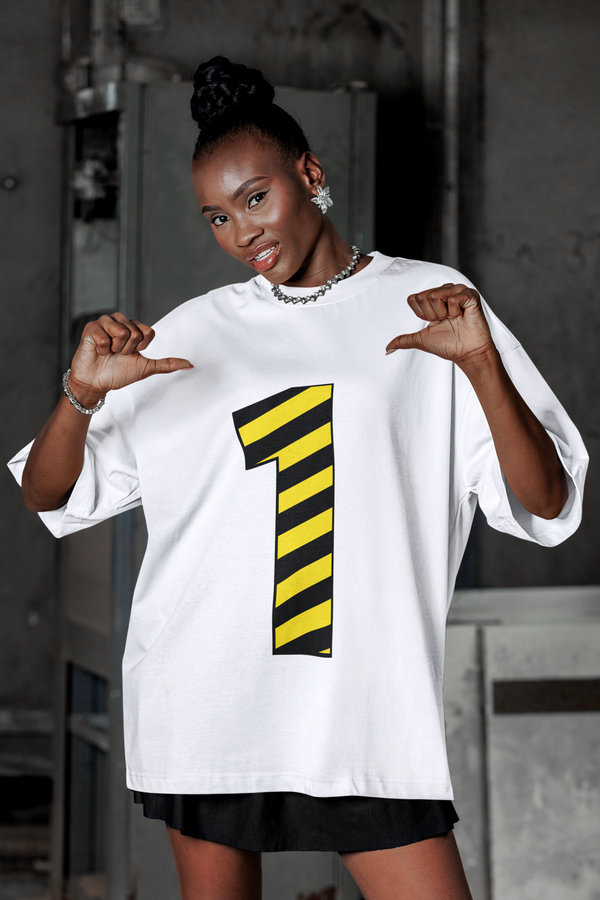 ⚠️ “1” – One – Yellow & Black Striped Pattern Numeric | DTF Transfer FT1021