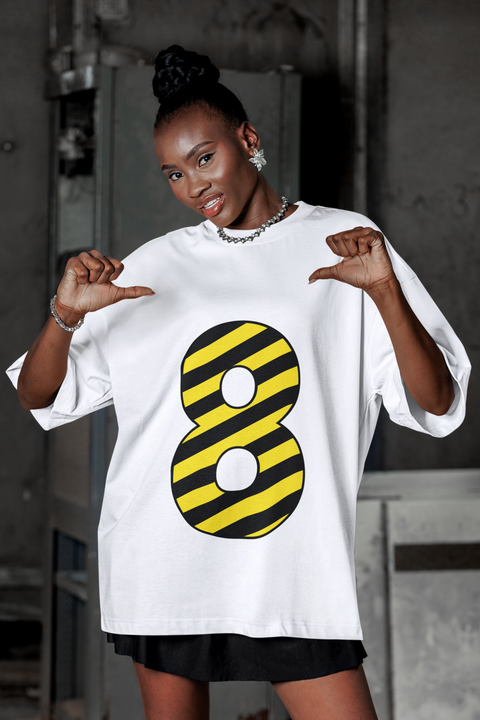 ⚠️ “8” – Eight – Yellow & Black Striped Pattern Numeric | DTF Transfer FT1028