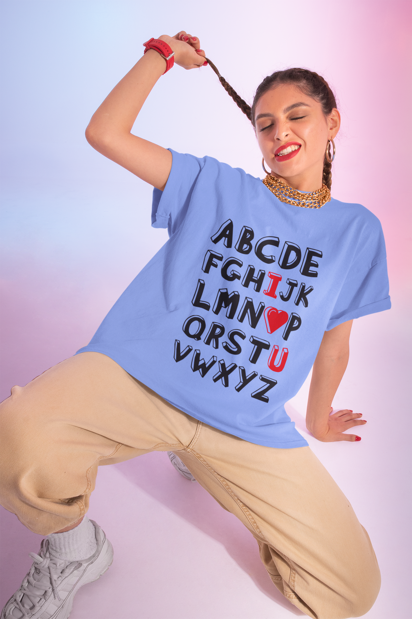 🔤 I ❤️ U Alphabet Hidden Love Message Black Font Design DTF Transfer FT412